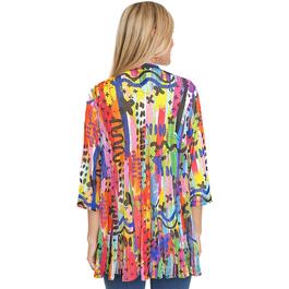 Plus Size Ali Miles 3/4 Sleeve Print Mesh Kimono
