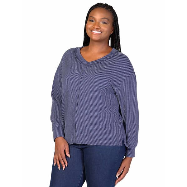 Plus Size 24/7 Comfort Apparel Relaxed Fit V Neck Sweater Top
