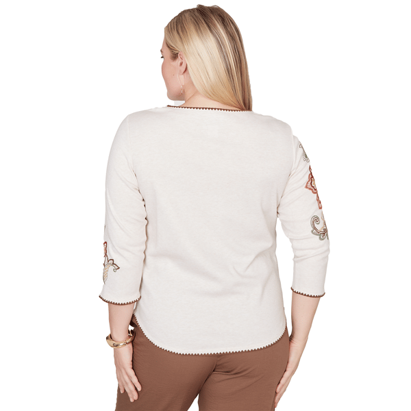 Womens Alfred Dunner Spice Market Floral Embroidery Blouse