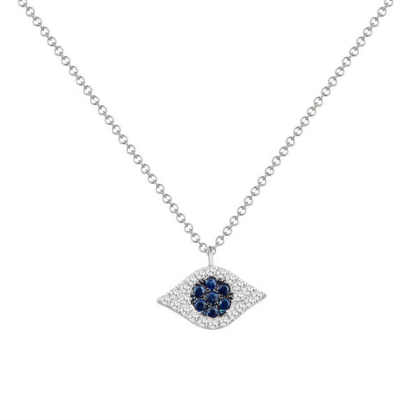 Diamond Classics&#40;tm&#41; 14kt. White Gold Evil Eye Necklace - image 