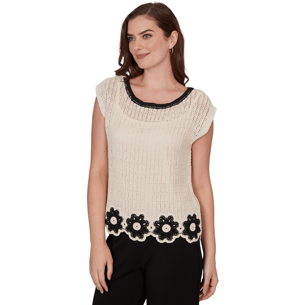 Plus Size Skye’s the Limit Terra Tropic Cap Sleeve Floral Sweater