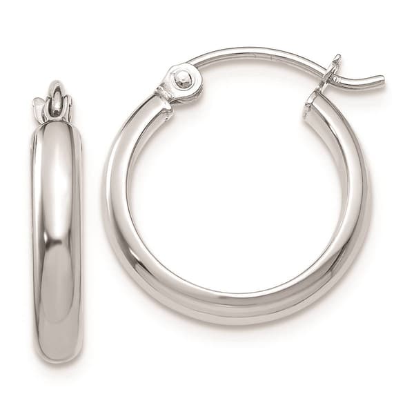 Gold Classics(tm) 14kt. White Gold 12x2.75mm Hoop Earrings - image 