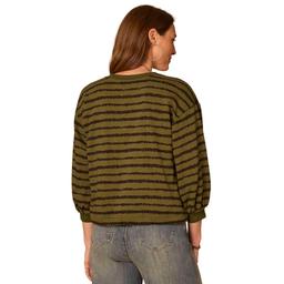 Petite Democracy 3/4 Blouson Sleeve V-Neck Stripe Blouse
