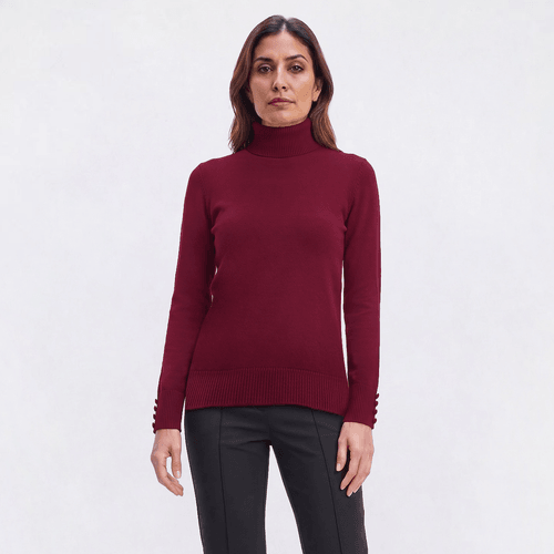 Womens Retrology Long Button Sleeve Turtleneck Sweater