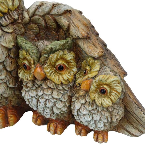 Alpine Owl Mom Wing Protecting Baby Owlets Statuary