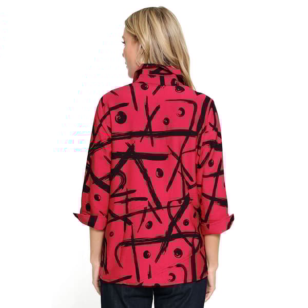 Petite Ali Miles 3/4 Sleeve Abstract Button Front Tunic Blouse