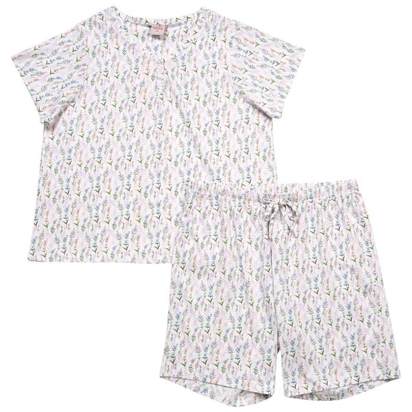 Womens Pink Laundry Short Sleeve Floral Short Pajama Set