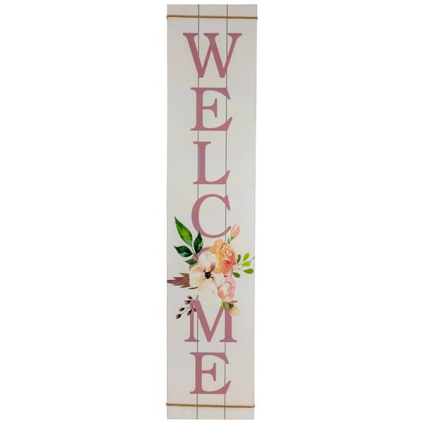 Northlight Seasonal Floral Welcome Wooden Spring Porch Sign - image 