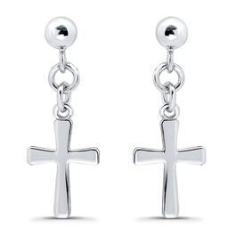 Designs by FMC Sterling Silver Polish Cross Drop Post Earrings