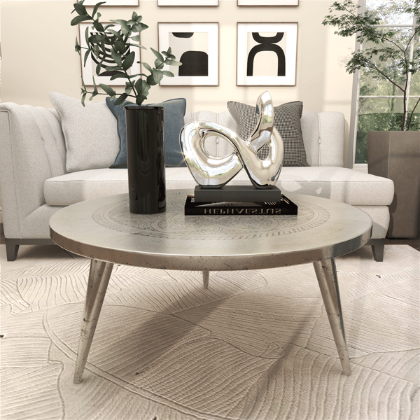 9th & Pike® Traditional Silver Aluminum Metal Coffee Table