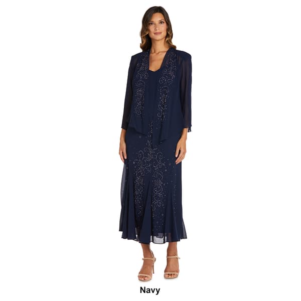 Womens R&M Richards 2pc. Beaded V-Neck Jacket Dress