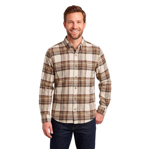 Young Mens Architect(R) Jean Co. Flannel Shirt - Cream/Brown - image 