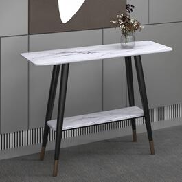 Nspire Modern 2-tier White Faux Marble Console Table