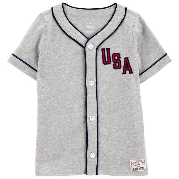 Toddler Boy Carter''s&#40;R&#41; USA Varsity Button Down Shirt - image 