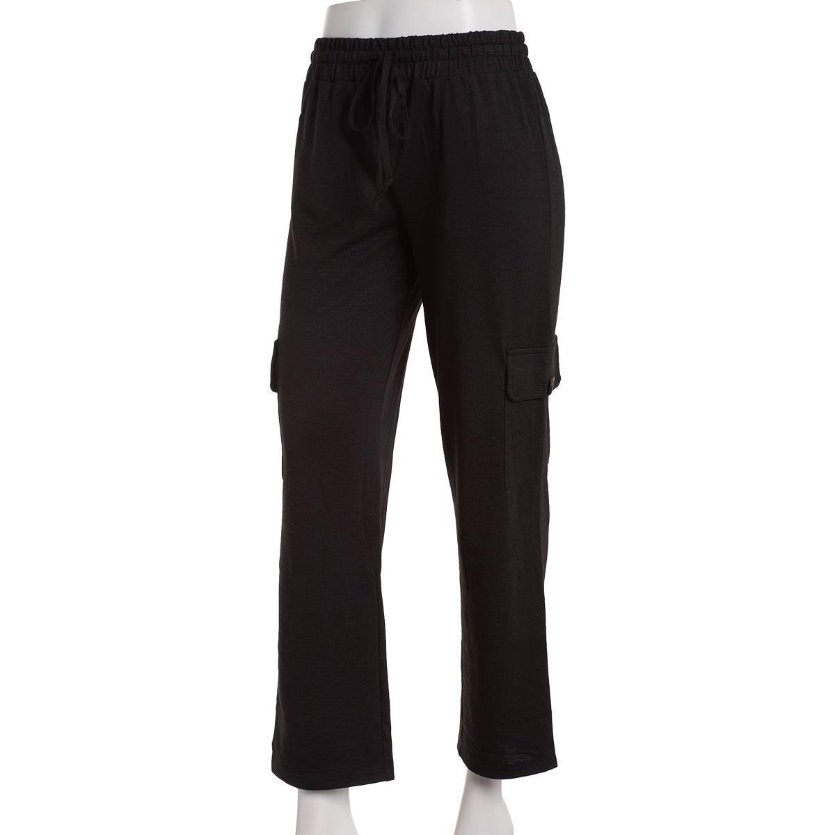 Petite NY Collection Pull On Solid Heavy Knit Gauze Casual Pants