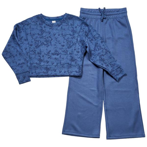 Girls (7-16) 90 Degree(R) by Reflex Scuba Crop Crew/Wide Leg Pants - image 