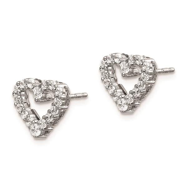 Pure Fire 14kt. White Gold Lab Grown Diamond Open Heart Earrings