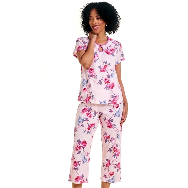 Womens Karen Neuburger Short Sleeve Floral Keyhole Pajama Set