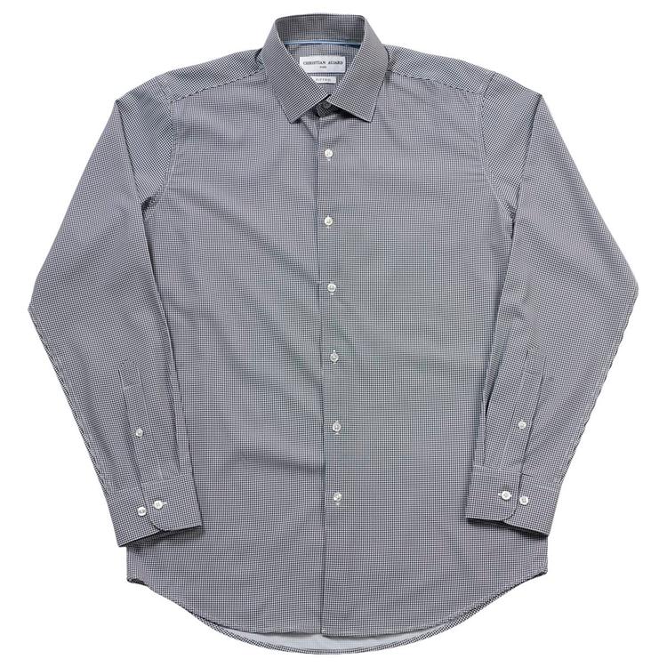 Mens Christian Aujard Fitted Dress Shirt - Black/White Plaid