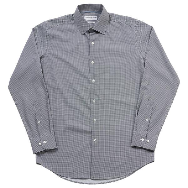 Mens Christian Aujard Fitted Dress Shirt - Black/White Plaid - image 