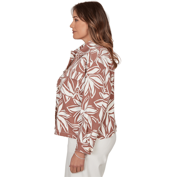 Plus Size Skye’s the Limit Blooming Pastels Leaf Denim Jacket