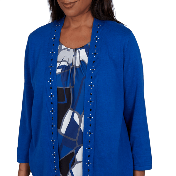 Petite Alfred Dunner Dinner Theater Geo Two in One Blouse