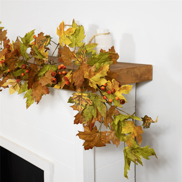 Northlight 5ft. Maple Leaves & Berries Fall Harvest Garland