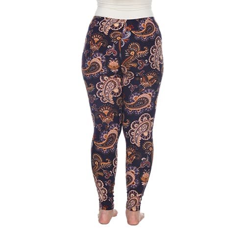 Plus Size White Mark Purple &amp; Gold Paisley Leggings