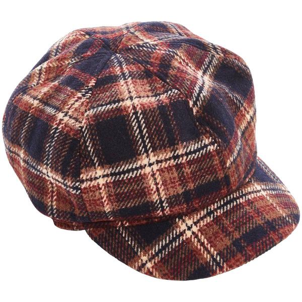 Womens Madd Hatter Plaid Newsboy Hat