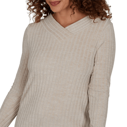 Womens Skye’s the Limit Champagne Holiday Rib Knit Sweater