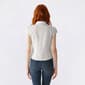 Juniors Love Tree Cap Sleeve Pin Dot Ruch Button Front Top - image 4