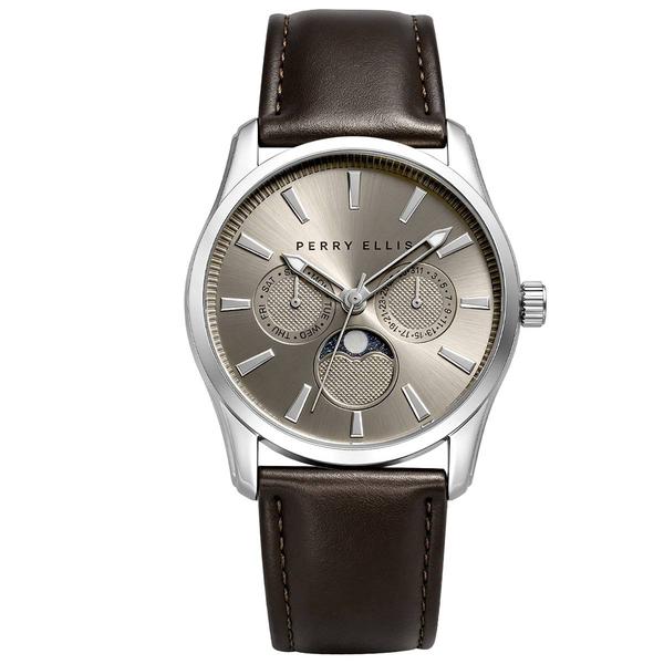 Mens Perry Ellis Silver-Tone Moon Phase Watch -  PEM0003SL.UK - image 