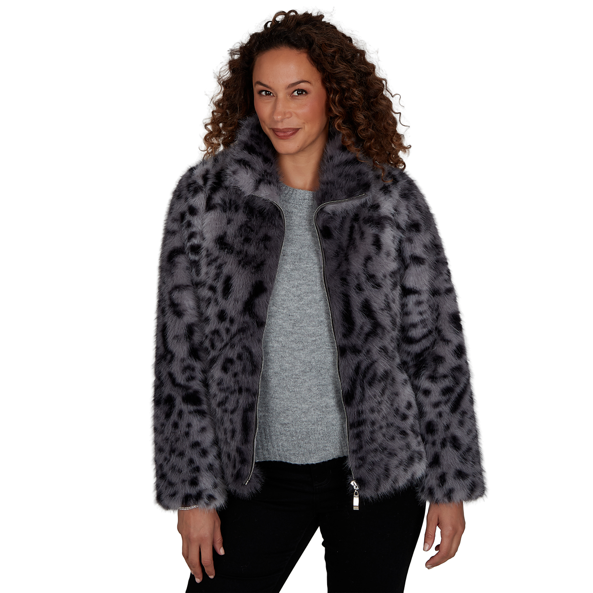 Womens Skyes the Limit Icy Blue Sparkle Leopard Jacket