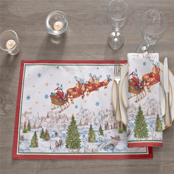 Threadmade Santa’s Snowy Sleighride Placemat - Set of 4
