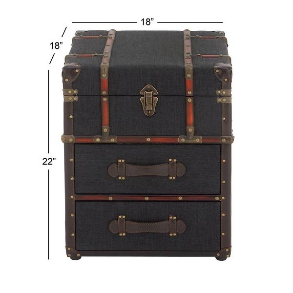 9th & Pike® Blue Wood and Linen Traditional Accent Table