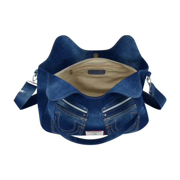 True Religion Horseshoe Stitch Dark Denim Satchel