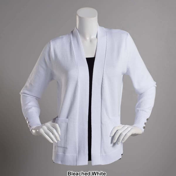 Petites 89th &amp; Madison Rib Detail Cardigan w/2 Pockets