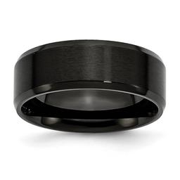 Mens Gentlemen's Classics(tm) Black IP and Beveled Edge Wedding Band