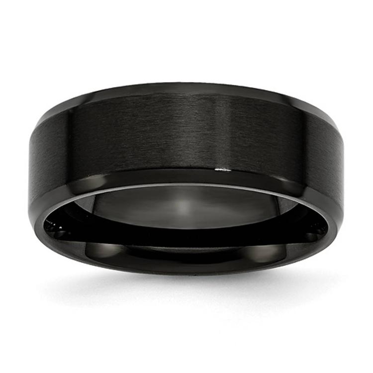 Mens Gentlemen's Classics(tm) Black IP and Beveled Edge Wedding Band