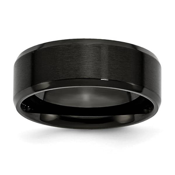 Mens Gentlemen's Classics&#40;tm&#41; Black IP and Beveled Edge Wedding Band - image 