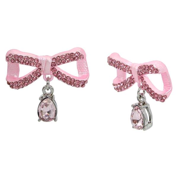 Betsey Johnson Fancy Bow Drop Earrings - image 