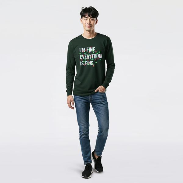 Young Mens Everything is Fine Long Sleeve Graphic Tee