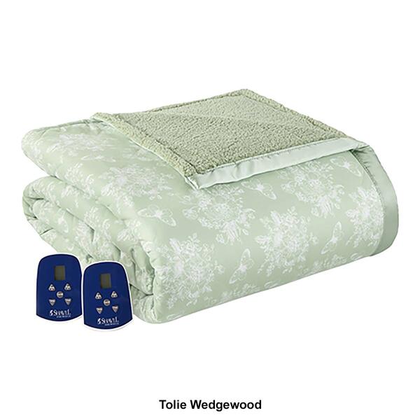 Micro Flannel&#174; Reverse to Sherpa Toile Heated Blanket