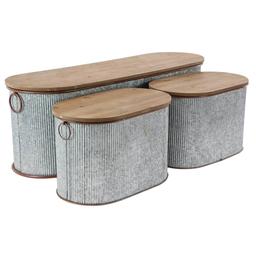 9th & Pike(R) Farmhouse Silver Entryway Storage Bench Set of 3