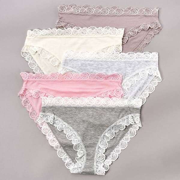 Womens Laura Ashley(R) 5pk. Floral Trim Bikini Panties LS6625-5PKR - image 