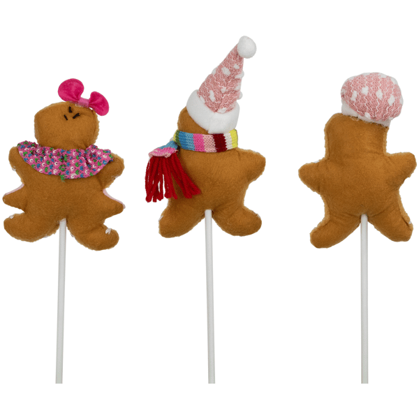 Northlight Plush Gingerbread Christmas Picks - Set of 3