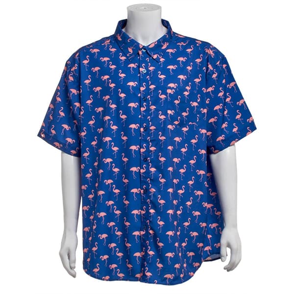 Mens Big & Tall Joe Marlin Flamingo Button Down Shirt - Sapphire
