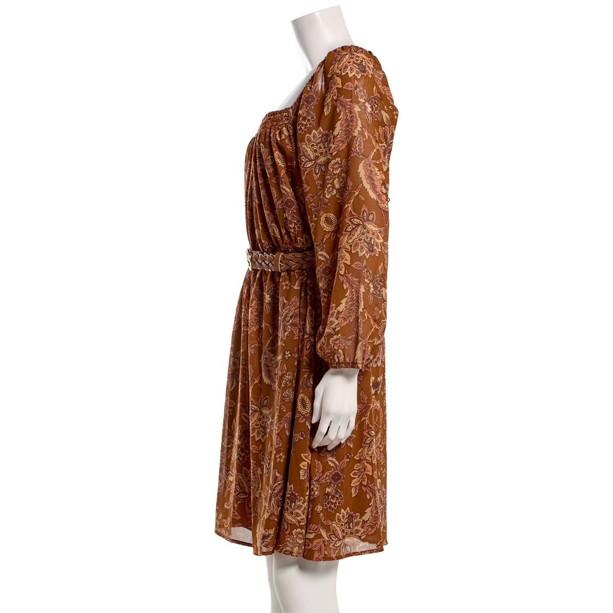 Womens BB Dakota Long Sleeve Belt Floral Fit & Flare Dress