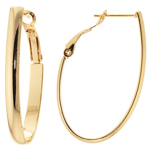 Gold Over Fine Silver Plated Oval Hoop Earrings