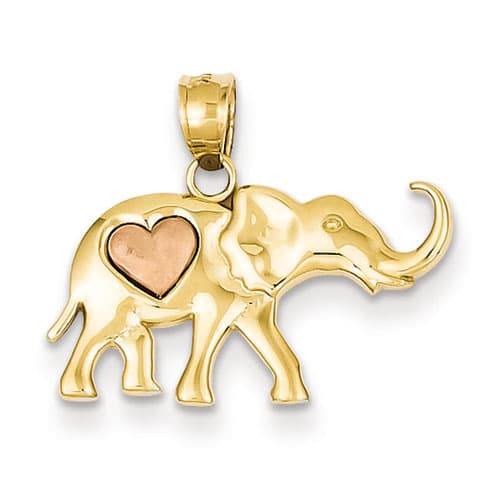 Gold Classics(tm) Two Tone Elephant & Heart Pendant - image 